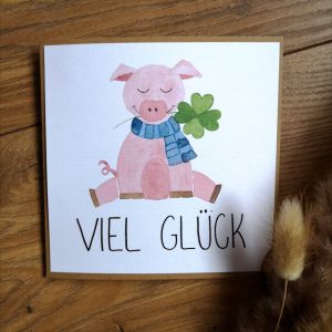 Grußkarte Glücksschwein