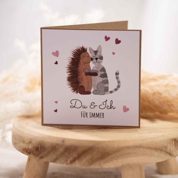 Grußkarte Katze und Igel
