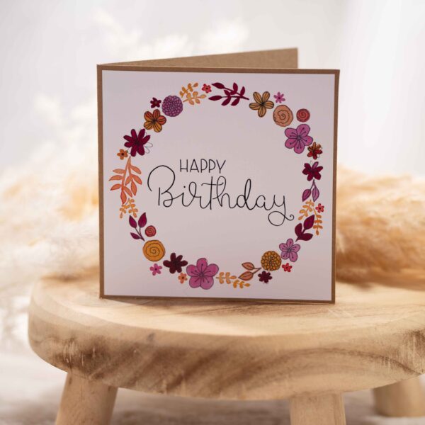 Grußkarte Happy Birthday Kranz